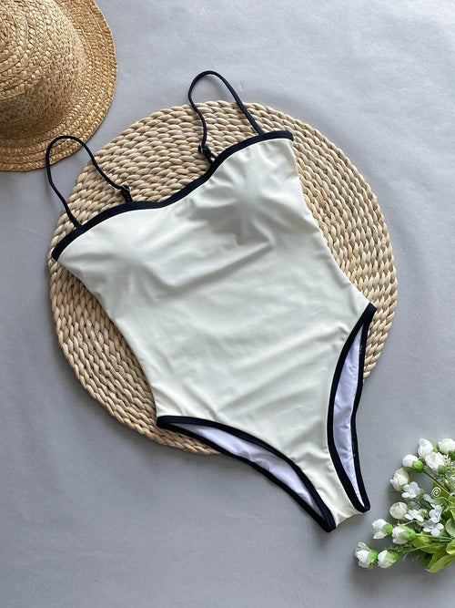 2026 Vintage One Piece Swimsuit Retro Swimwear Women's Swimsuit Bandeau Bathing Suit Beachwear Monokini Female Swimming Suits