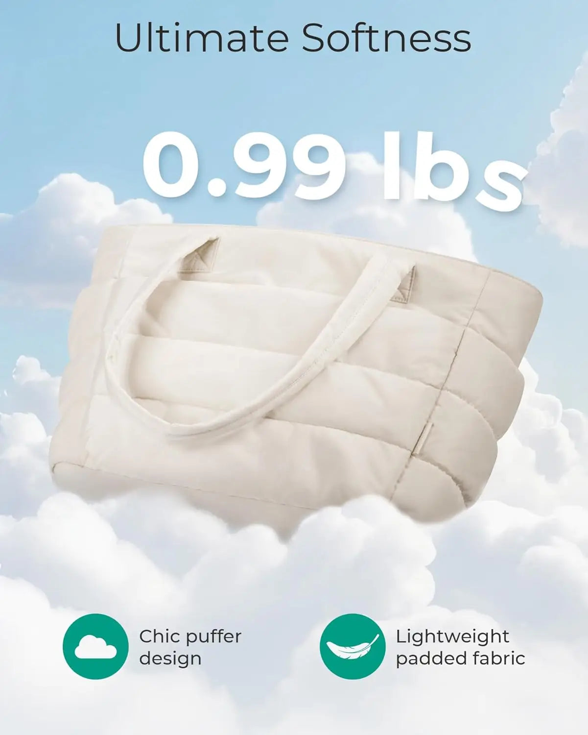 Lightweight Puffy Quilted Tote Bag for Women with Compartments, Ideal for Travel Work Gym