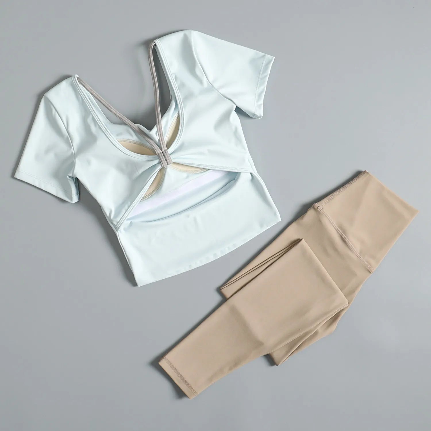 Beautiful slimming sports suit for women summer outdoor running training fitness short-sleeved trousers professional cycling