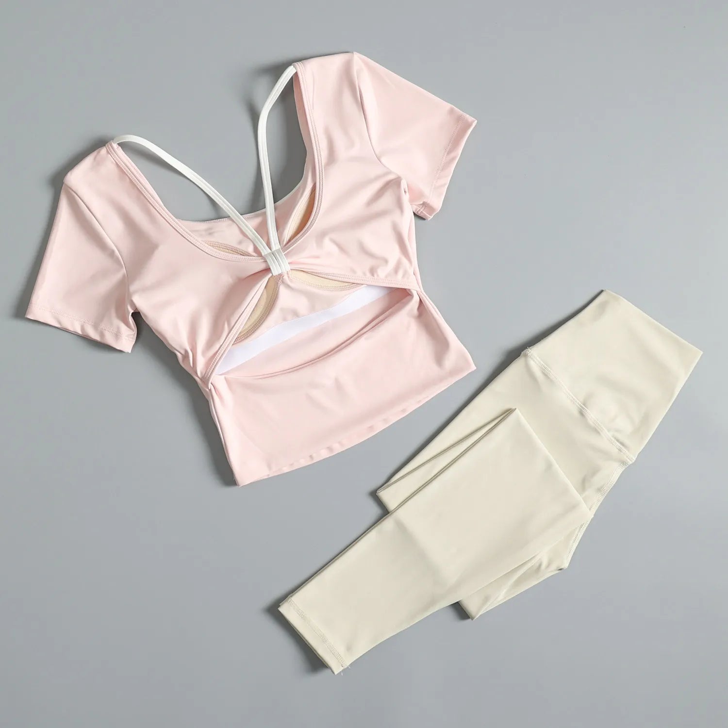 Beautiful slimming sports suit for women summer outdoor running training fitness short-sleeved trousers professional cycling